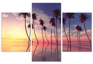 Slika palmi uzdignutih iznad vodene površine (90x60 cm)