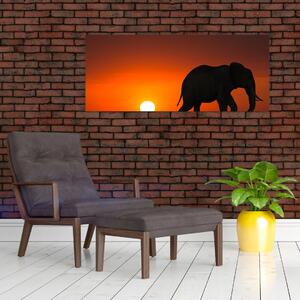 Slika slona u zalasku sunca (120x50 cm)