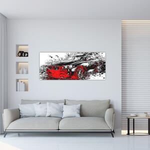 Slika - Naslikani automobil u akciji (120x50 cm)
