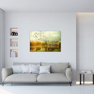 Slika naslikanog krajolika sa ljetnikovcem (90x60 cm)