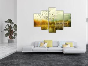 Slika naslikanog krajolika sa ljetnikovcem (150x105 cm)
