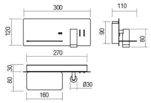 Redo 01-2985 - LED Zidna reflektorska svjetiljka BROOK LED/8W/230V + LED/3W USB crna