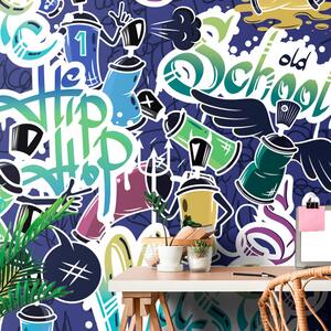 Samoljepljiva tapeta veseli street art u ljubičastoj boji