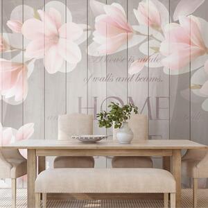 Tapeta vintage magnolije s natpisom