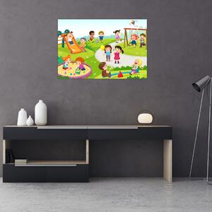 Slika dječje zabave u pješčaniku (90x60 cm)