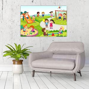 Slika dječje zabave u pješčaniku (90x60 cm)