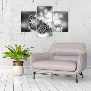 Slika - Detalj leptira koji oprašuje cvijet (90x60 cm)