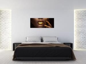 Slika - Žena sa zlatnim usnama (120x50 cm)