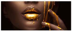 Slika - Žena sa zlatnim usnama (120x50 cm)