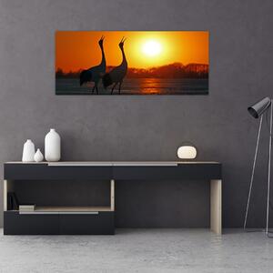 Slika ptica u zalasku sunca (120x50 cm)