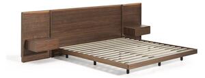 Smeđi bračni krevet od masivne breze s podnicom 180x200 cm Norlen – Kave Home