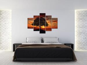 Slika stabla sa zalaskom sunca (150x105 cm)