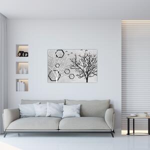 Apstraktna slika s drvećem (90x60 cm)