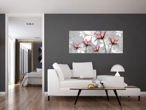 Slika cvjetne apstrakcije (120x50 cm)