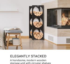 Blumfeldt Trio Circulo, stalak za drvo, 55 × 160 × 30 cm, čelik 3 mm željezo, polica