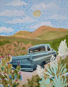 Ilustracija Chevrolet on the road, Eleanor Baker, (30 x 40 cm)
