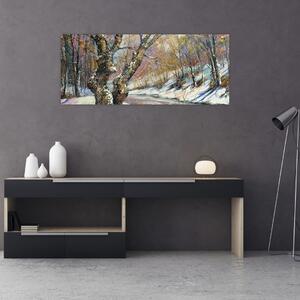 Slika naslikanog zimskog krajolika (120x50 cm)