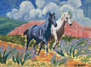 Ilustracija Two horses, Eleanor Baker, (40 x 30 cm)
