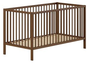 Smeđi dječji krevet od masivne bukve s uklonjivom stranicom/s podesivom visinom 70x140 cm Dino – Vipack