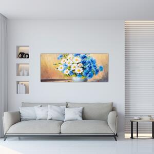 Naslikana slika cvijeća u vazi (120x50 cm)