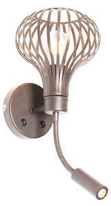 Moderne wandlamp bruin met leeslamp 2-lichts - Frances Brescia