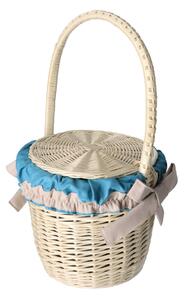 AtmoWood Pletena košara za piknik izbijeljena s tkaninom i mašnicom