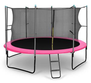 KLARFIT Rocketboy 366, 366 cm trampolin, unutarnja sigurnosna mreže, široke ljestve, ružičasta