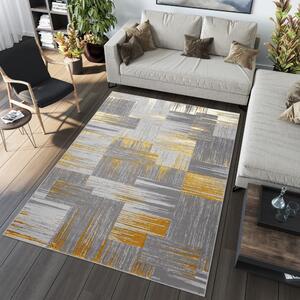 Moderan sivi tepih za dnevni boravak sa zlatnim motivom Širina: 120 cm | Duljina: 170 cm