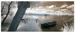 Slika čamca na jezeru (120x50 cm)