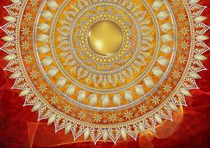 Foto tapeta - Mandala u crvenoj boji (152,5x104 cm)