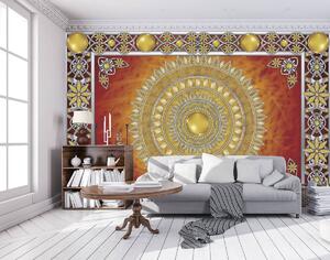 Foto tapeta - Zlatna i crvena Mandala (152,5x104 cm)