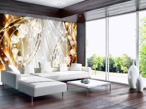 Foto tapeta - Zlatno-bijela apstrakcija s dijamantima (152,5x104 cm)