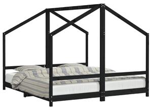 VidaXL Okvir za dječji krevet crni 2x(90x200) cm masivna borovina