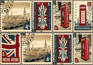 Foto tapeta - Poštanske marke - London (152,5x104 cm)