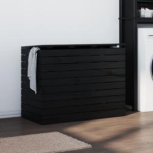 VidaXL Košara za rublje crna 88,5 x 44 x 66 cm od masivne borovine