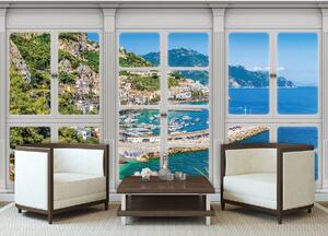 Foto tapeta - Tirkizno more - pogled s prozora (152,5x104 cm)