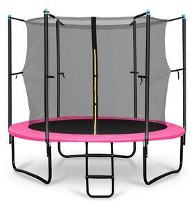 KLARFIT Rocketboy 250, 250 cm trampolin, unutarnja sigurnosna mreže, široke ljestve, ružičasti