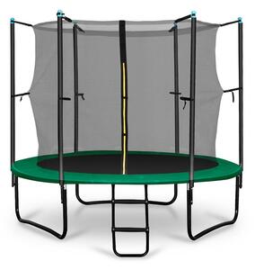 KLARFIT Rocketboy 250, 250 cm trampolin, unutarnja sigurnosna mreže, široke ljestve, zelena