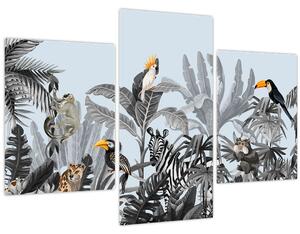 Slika živali v tropskem gozdu (90x60 cm)