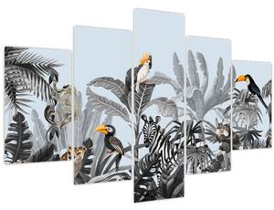 Slika živali v tropskem gozdu (150x105 cm)