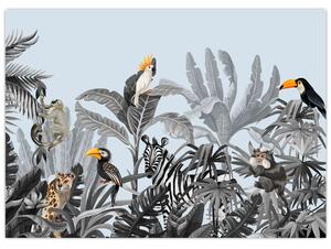 Slika živali v tropskem gozdu (70x50 cm)