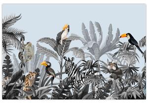 Slika živali v tropskem gozdu (90x60 cm)