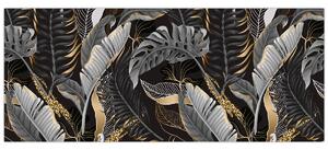 Slika - Tropski listi v črni in zlati barvi (120x50 cm)