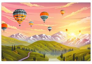 Slika balonov nad pokrajino (90x60 cm)