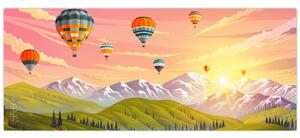 Slika balonov nad pokrajino (120x50 cm)