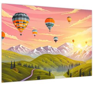Slika balonov nad pokrajino (70x50 cm)