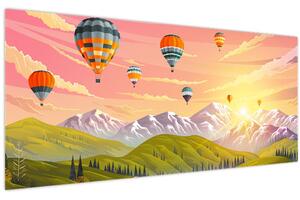 Slika balonov nad pokrajino (120x50 cm)