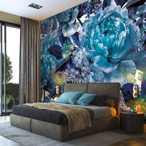 Foto tapeta - Plavi cvjetovi (152,5x104 cm)