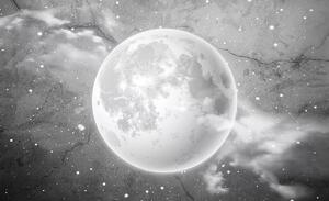 Foto tapeta - Mjesec na betonu - crno-bijeli (152,5x104 cm)