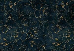 Foto tapeta - Zlatni cvjetovi i lišće (152,5x104 cm)
